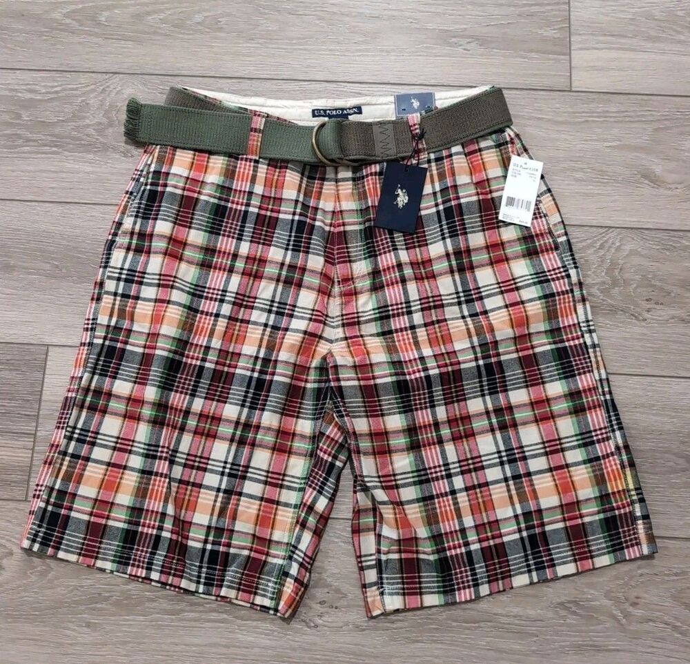 NEW US POLO ASSN PLAID SHORTS MULTI COLOR MEN'S SIZE 33 -10" LEG  NWT ($44.00)